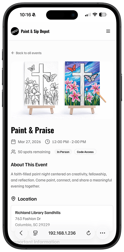 Choose your canvas and publish your event